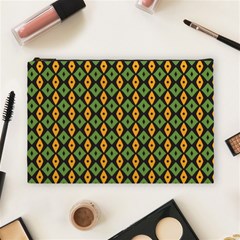 Green Yellow Rhombus Pattern Cosmetic Bag (large)