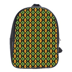 Green Yellow Rhombus Pattern School Bag (large) by LalyLauraFLM