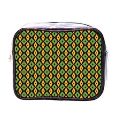 Green Yellow Rhombus Pattern Mini Toiletries Bag (one Side)