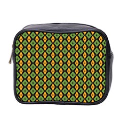 Green Yellow Rhombus Pattern Mini Toiletries Bag (two Sides)