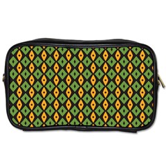 Green Yellow Rhombus Pattern Toiletries Bag (two Sides)