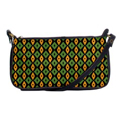 Green Yellow Rhombus Pattern Shoulder Clutch Bag