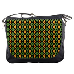 Green Yellow Rhombus Pattern Messenger Bag by LalyLauraFLM