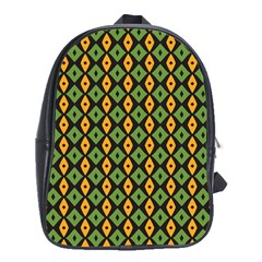 Green Yellow Rhombus Pattern School Bag (xl)