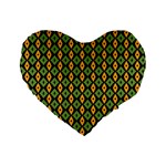 Green yellow rhombus pattern Standard 16  Premium Heart Shape Cushion  Front