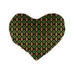 Green yellow rhombus pattern Standard 16  Premium Heart Shape Cushion  Back