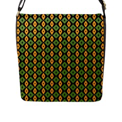 Green Yellow Rhombus Pattern Flap Closure Messenger Bag (l)