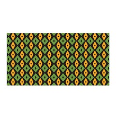 Green Yellow Rhombus Pattern Satin Wrap