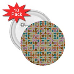 Retro Dots Pattern 2 25  Button (10 Pack)