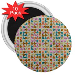 Retro Dots Pattern 3  Magnet (10 Pack)