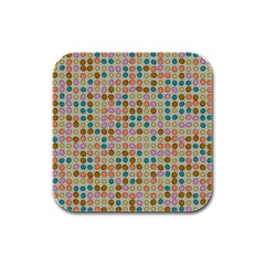 Retro Dots Pattern Rubber Square Coaster (4 Pack)