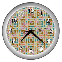 Retro Dots Pattern Wall Clock (silver)