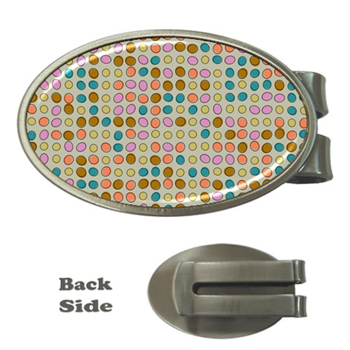 Retro dots pattern Money Clip (Oval)