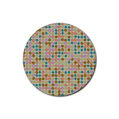 Retro Dots Pattern Rubber Round Coaster (4 Pack)