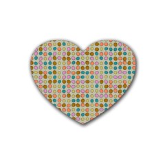 Retro Dots Pattern Heart Coaster (4 Pack)