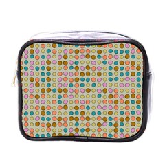 Retro Dots Pattern Mini Toiletries Bag (one Side) by LalyLauraFLM