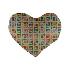 Retro Dots Pattern Standard 16  Premium Heart Shape Cushion 