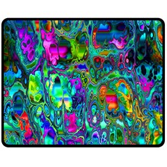 Inked Spot Fractal Art Double Sided Fleece Blanket (medium) by TheWowFactor