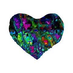 Inked Spot Fractal Art Standard 16  Premium Flano Heart Shape Cushion  by TheWowFactor