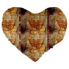 Butterflies Large 19  Premium Flano Heart Shape Cushions