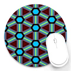 Stripes And Hexagon Pattern Round Mousepad