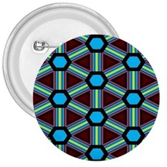 Stripes And Hexagon Pattern 3  Button by LalyLauraFLM