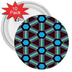 Stripes And Hexagon Pattern 3  Button (10 Pack)