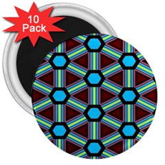 Stripes And Hexagon Pattern 3  Magnet (10 Pack)