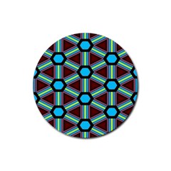 Stripes And Hexagon Pattern Rubber Coaster (round)