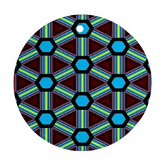 Stripes And Hexagon Pattern Round Ornament (two Sides) by LalyLauraFLM