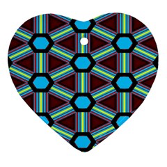 Stripes And Hexagon Pattern Heart Ornament (two Sides) by LalyLauraFLM