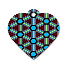 Stripes And Hexagon Pattern Dog Tag Heart (two Sides)