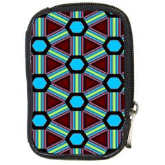 Stripes And Hexagon Pattern Compact Camera Leather Case