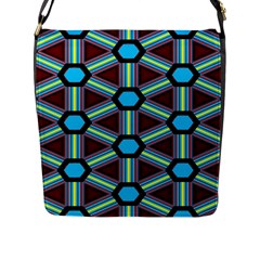 Stripes And Hexagon Pattern Flap Closure Messenger Bag (l)