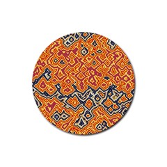 Red Blue Yellow Chaos Rubber Coaster (round) by LalyLauraFLM