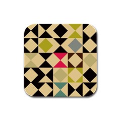 Rhombus And Triangles Pattern Rubber Square Coaster (4 Pack)