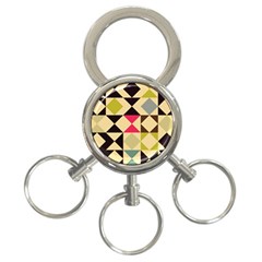 Rhombus And Triangles Pattern 3-ring Key Chain