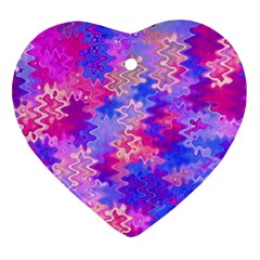 Pink And Purple Marble Waves Ornament (heart)  by KirstenStar