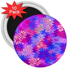 Pink And Purple Marble Waves 3  Magnets (10 Pack) 