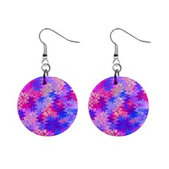 Pink And Purple Marble Waves Mini Button Earrings