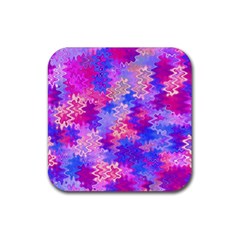 Pink And Purple Marble Waves Rubber Coaster (square) 