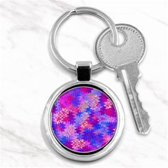 Pink And Purple Marble Waves Key Chains (round) 