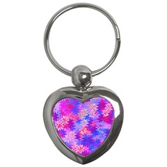 Pink And Purple Marble Waves Key Chains (heart) 