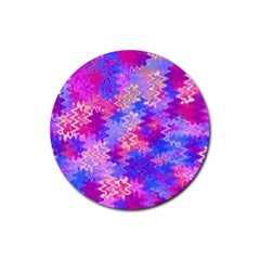 Pink And Purple Marble Waves Rubber Coaster (round)  by KirstenStar