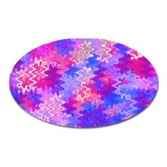 Pink And Purple Marble Waves Oval Magnet