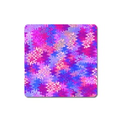 Pink And Purple Marble Waves Square Magnet