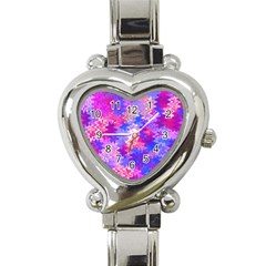 Pink And Purple Marble Waves Heart Italian Charm Watch