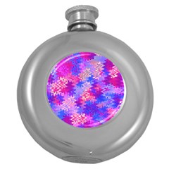 Pink And Purple Marble Waves Round Hip Flask (5 Oz)