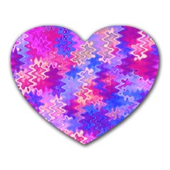 Pink And Purple Marble Waves Heart Mousepads