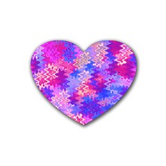 Pink And Purple Marble Waves Rubber Coaster (heart) 